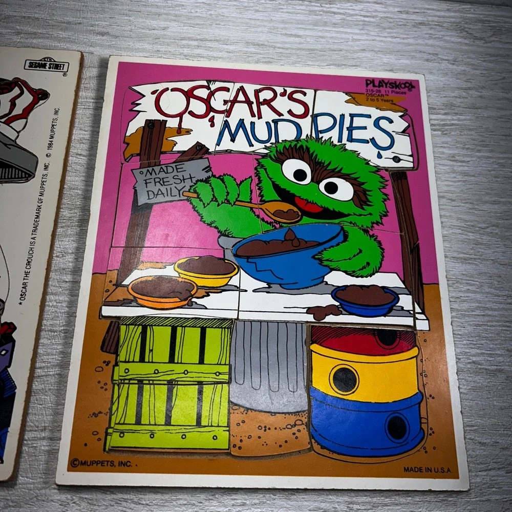 Playskool Sesame Street Oscar the Grouch Mud Pies‎ Puzzle Set 1984 Vintage